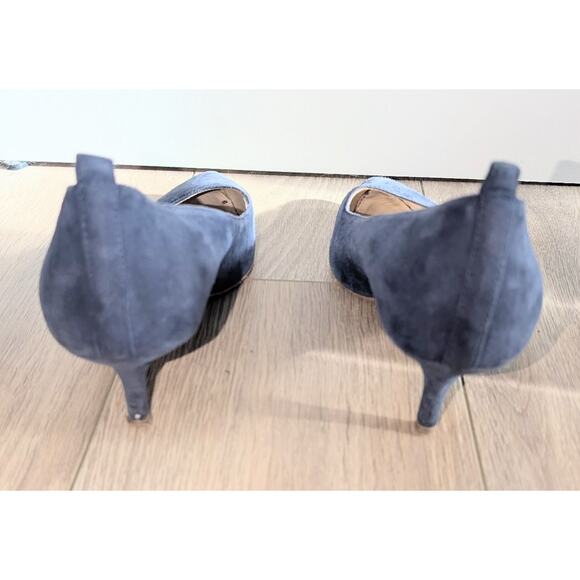 Everlane Suede Kitten Heel Pumps Size 9 Navy Blue Made in Italy - Picture 3 of 8